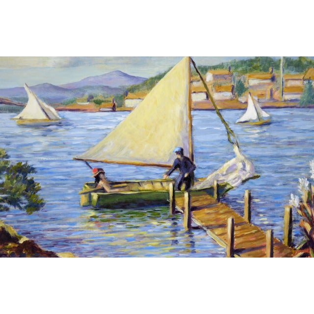 "Setting Off" - Nautical Scene in Oil on Masonite by Richard M Bacon For Sale In Monterey, CA - Image 6 of 8