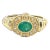 18K Solid Gold Oval Cut Natural Emerald Ring in Textured Ribbed Gold & Diamond H, Size 5.5 For Sale
