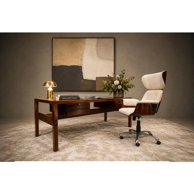 Designed by Carlo Fongaro for Probel in the late 1960s, the Dinamarquesa swivel chair is a refined example of Brazils...