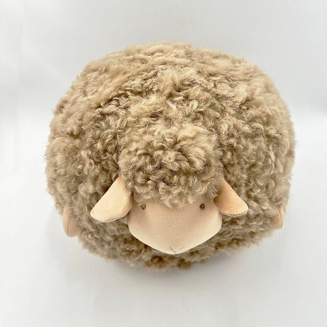 Contemporary Plush Lambskin Sheep Ball - Beige For Sale - Image 3 of 5
