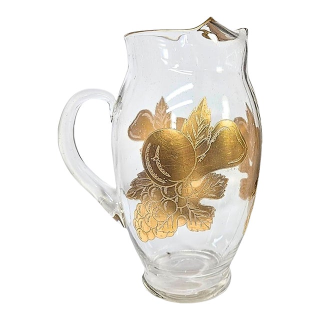 Mid 20th Century Christmas Golden Fruit Pitcher For Sale