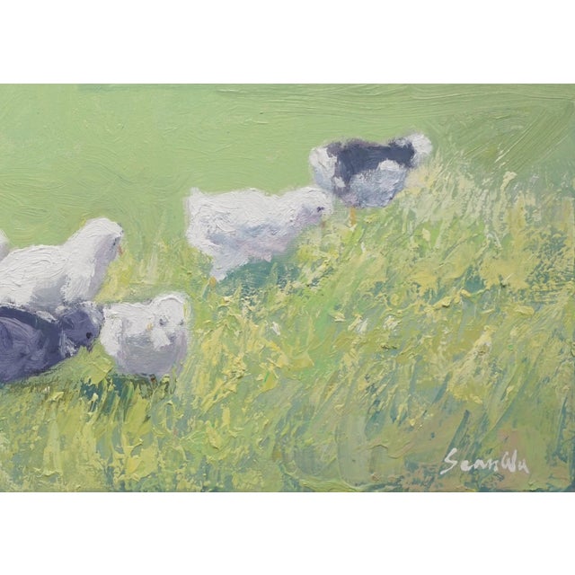 Sean Wu Original Oil Painting of Hen and Chicks For Sale - Image 4 of 5