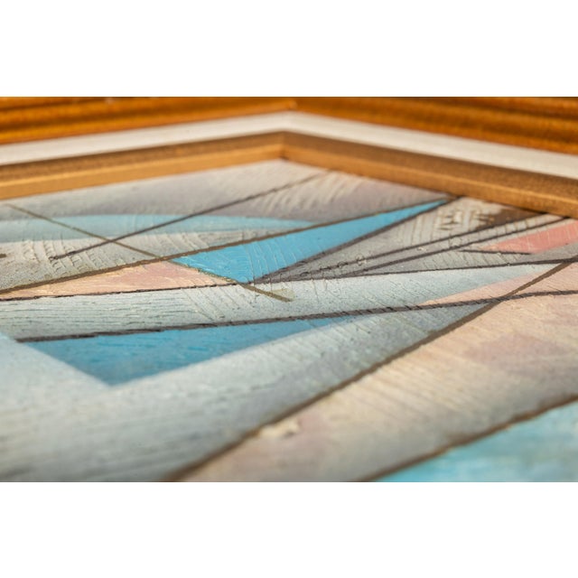 Framed / Signed Mid-Century Modern Geometric Abstraction Oil on Canvas Painting by Fred Blassingham, Usa, C. 1980s For Sale - Image 9 of 15