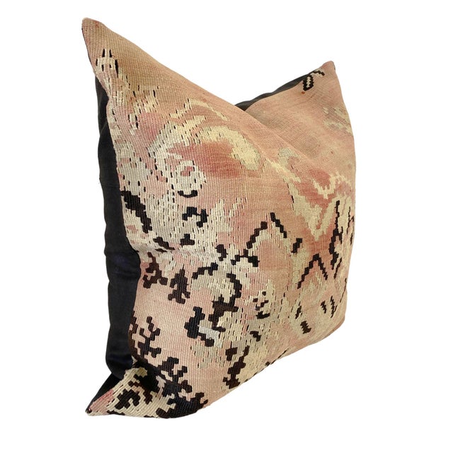 Salmon Custom Made Antique Turkish Tribal Kilim Pillow Cover 24" by 24" For Sale - Image 8 of 8