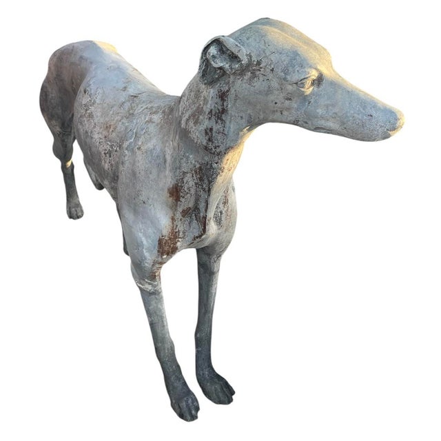 Vintage Cast Lead Greyhound / Whippet Garden Statue For Sale In West Palm - Image 6 of 12