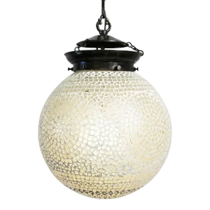 White Mosaic Globe Pendant Light
