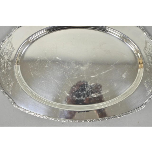 Mid 20th Century Vintage Victorian Benedict Hammer Craft 302 Silver Plated Harvest Serving Tray For Sale - Image 5 of 11