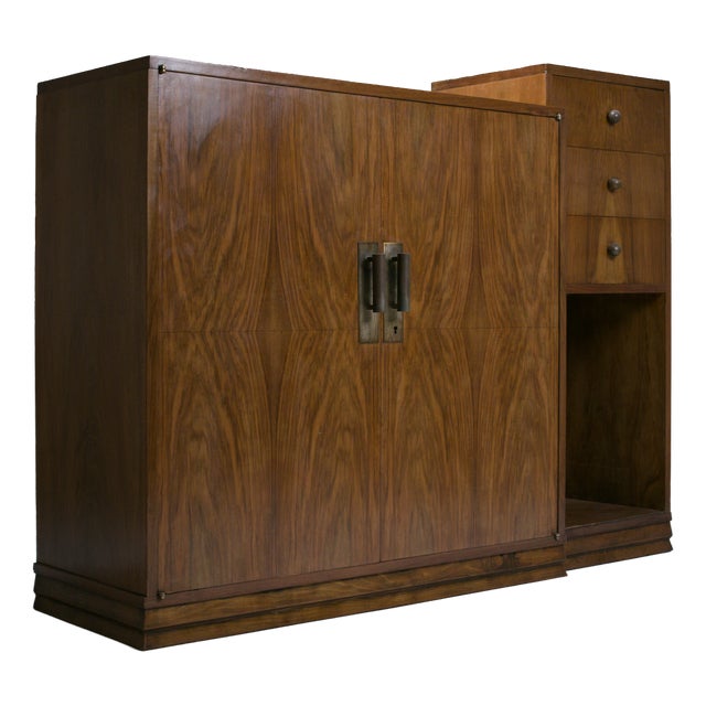 French Modernist Architectural Cabinet in Walnut, 1930s For Sale