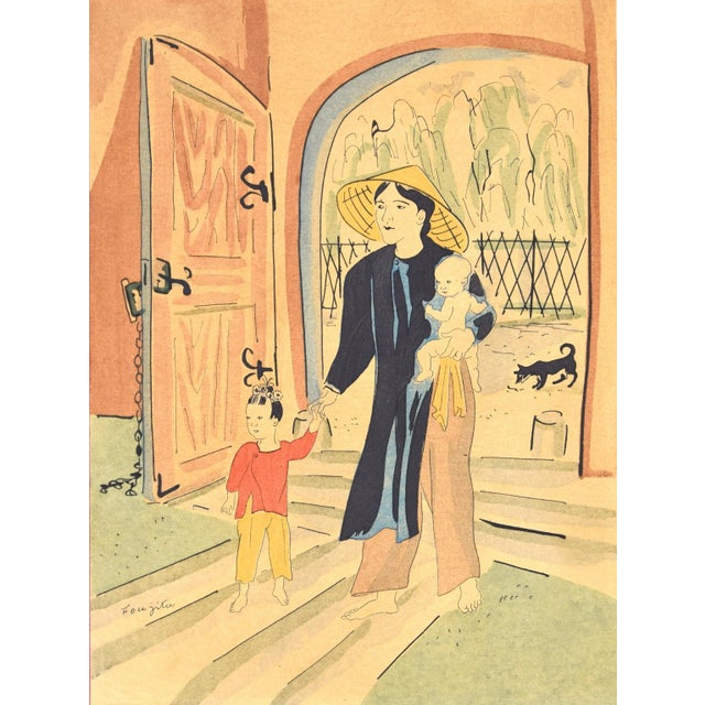 Modern Back Home - Original Lithograph by L.T. Foujita - 1928 1928 For Sale - Image 3 of 3