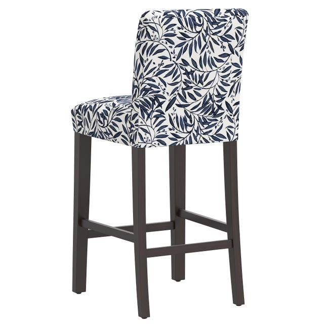 Chelsea Bar Stool in Blue Voysey Vine Chairish