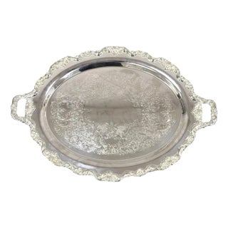 Vintage Towle Large Ornate Victorian Oval Silver Plated Serving Platter Tray For Sale