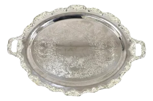 Vintage Towle Large Ornate Victorian Oval Silver Plated Serving Platter Tray