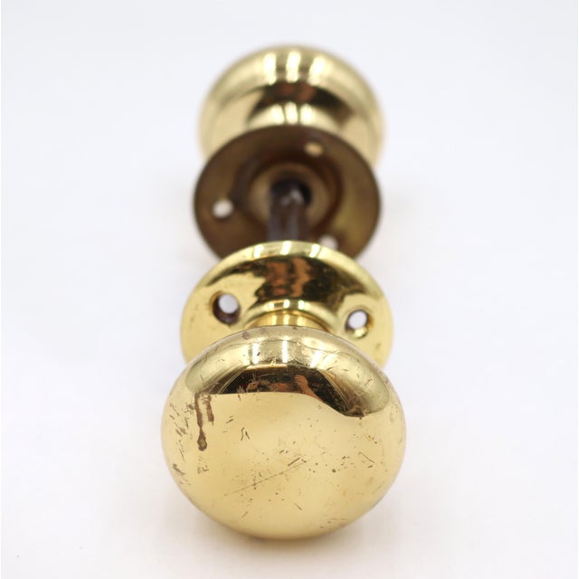 Reclaimed Classic 1.75 In. Polished Brass Door Knob Set For Sale - Image 4 of 5