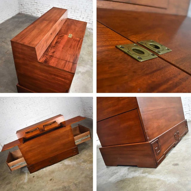 Vintage MCM Art Deco Style Entry Desk or Dry Bar Mahogany by Ima s.a. Bogota, Colombia For Sale - Image 9 of 13