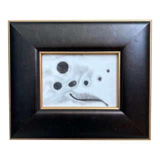 Contemporary Original Abstract Ink Painting Wide Wood Frame For Sale