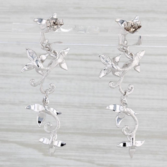 Modern Galatea 0.20ctw Yellow Sapphire Dangle Flower Earrings 14k White Gold Drop - 2 Pieces For Sale - Image 3 of 5