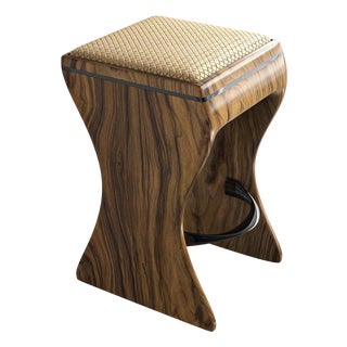"Utopia" Bar Stool With Walnut and Steel Details, Hand Crafted For Sale