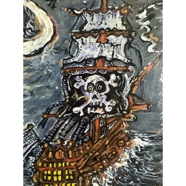 Serg Graff "Haunted Pirate Ship" Original Acrylic Painting Fantasy Maritime Art For Sale - Image 4 of 11
