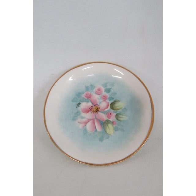 Porcelain Trinket Dishes Set of 7 With Hand Painted Flowers and Gold Trim 4872b For Sale - Image 9 of 12