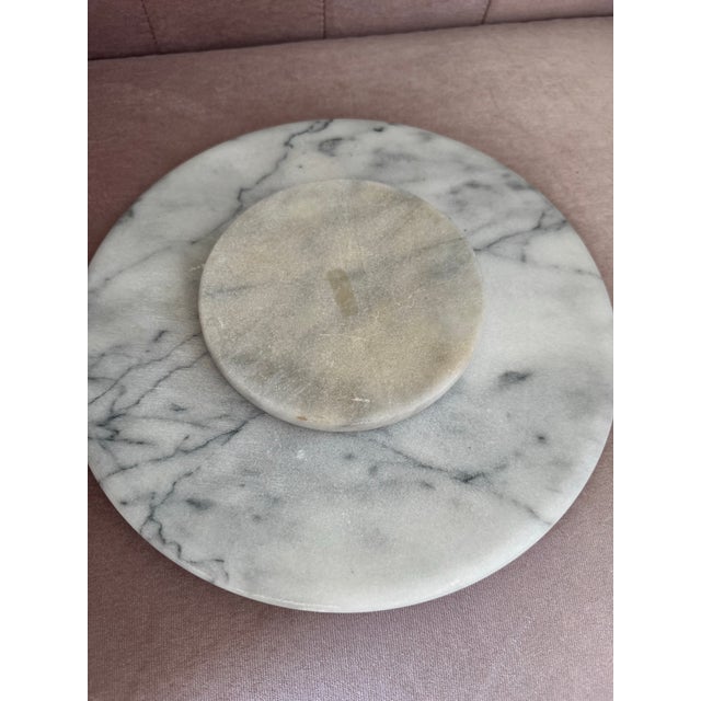 Round White Marble Lazy Susan/Serving Tray For Sale - Image 4 of 9