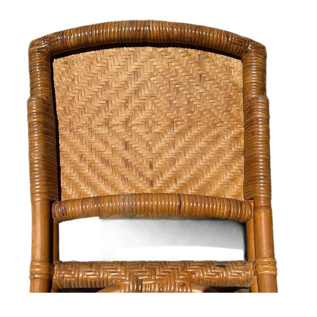 1970s Bamboo and Woven Rattan Dining Chairs- Set of 4 For Sale In Miami - Image 6 of 10