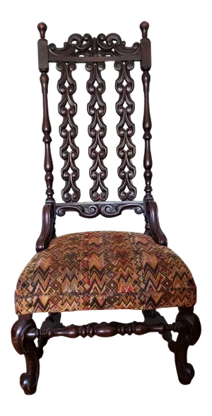 Antique William & Mary Carved Ebonized Chair