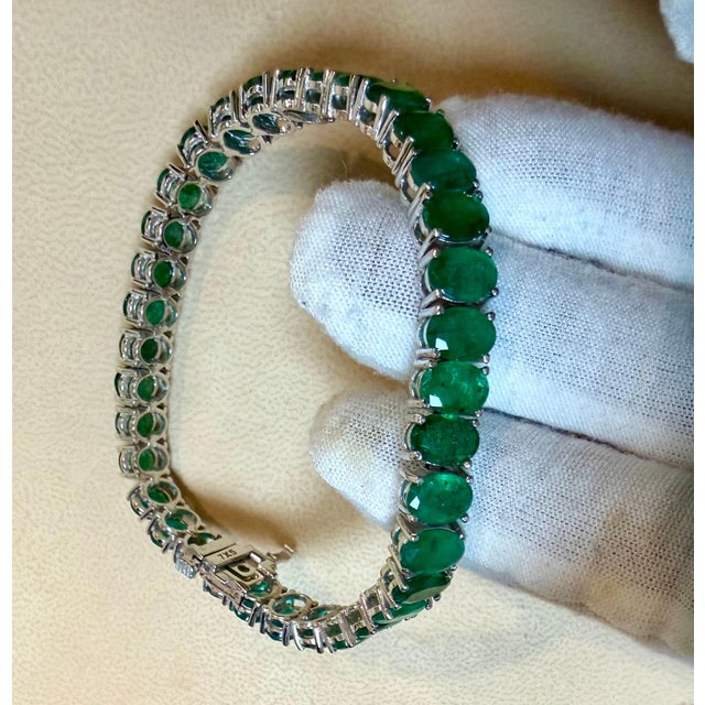 30 Carat Natural Emerald Cocktail Tennis Bracelet 14 Karat White Gold 7" This exceptionally affordable Tennis bracelet has...