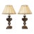Vintage Dagmar Carved Wood Table Lamps With Silk Shade, a Pair For Sale