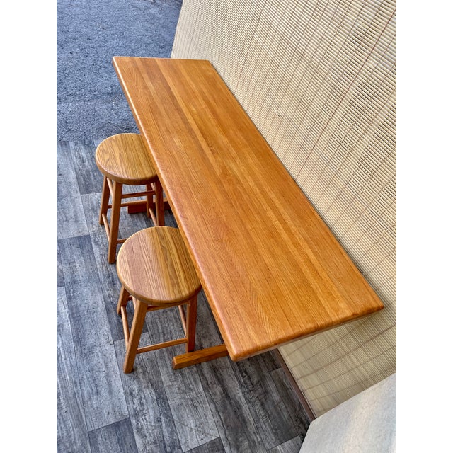 Solid Wood Butcher Block Breakfast Set in the Charlotte Perriand Style. C 1990s For Sale In Miami - Image 6 of 18