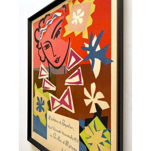Henri Matisse Vintage 1951 Mourlot Fine Art Lithograph Print " Madame De Pompadour " Framed French Mid Century Modernist Paris Poster For Sale - Image 15 of 18