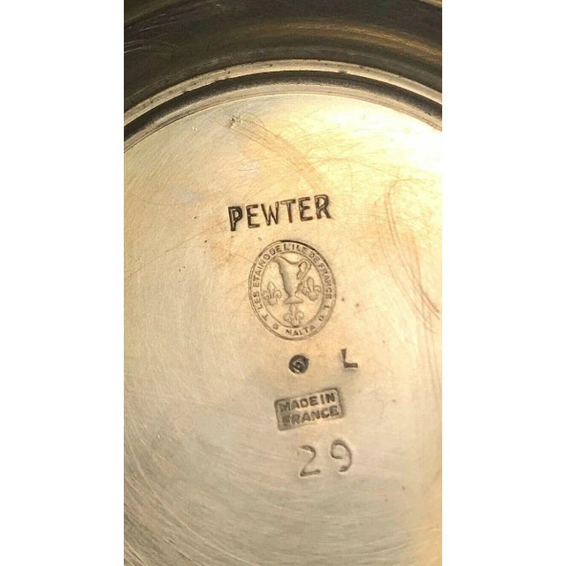 Antique Art Deco Pewter "Les étains L’île De France" Malta Coffee Pot & Creamer Set- 2 Pieces For Sale In Los Angeles - Image 6 of 9