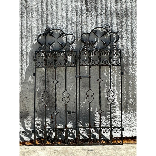 Mid 20th Century Vintage Boho Wrought Iron Gates - Set of 2 For Sale - Image 5 of 9