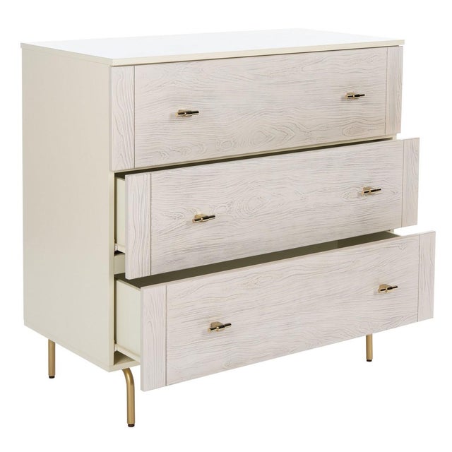 Wood Genevieve 3 Drawer Dresser - Cream/White Washed For Sale - Image 7 of 9