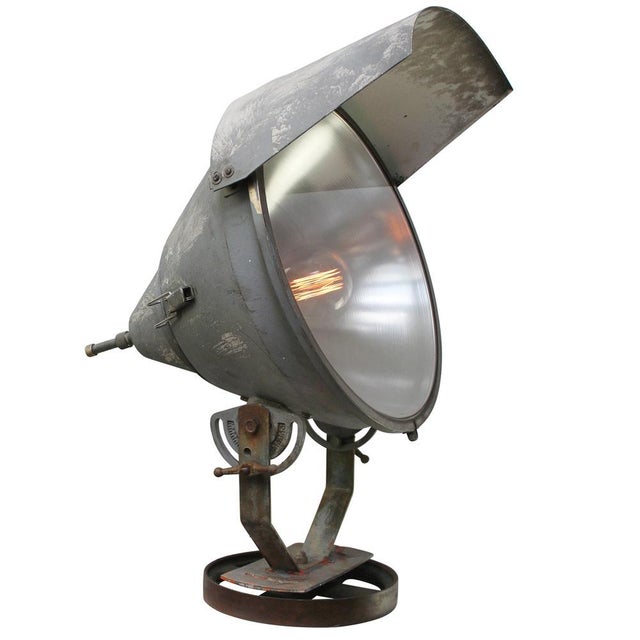 French Railway Grey Metal and Glass Spotlight Floor Lamp For Sale - Image 6 of 6