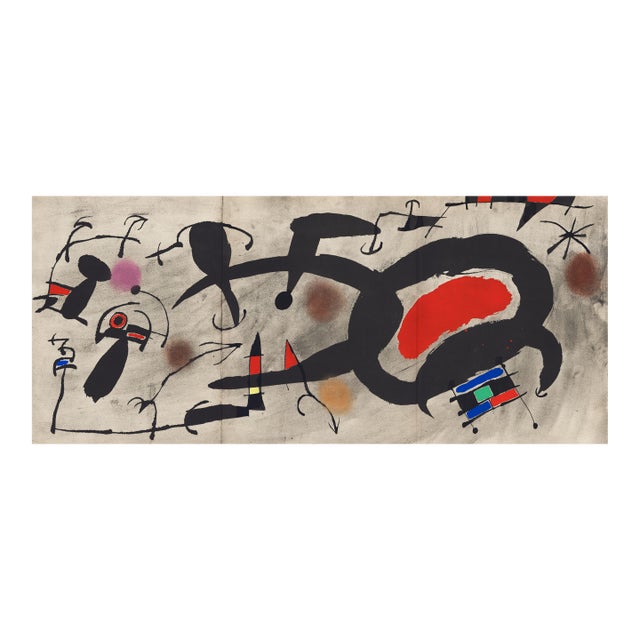 1967 Joan Miró Lithograph With Pochoir Coloring "Étude Pour Une Gravure" (Study for an Engraving) For Sale