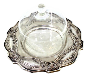 Silver Cheese Dish with Reliefs and Monogram Cards