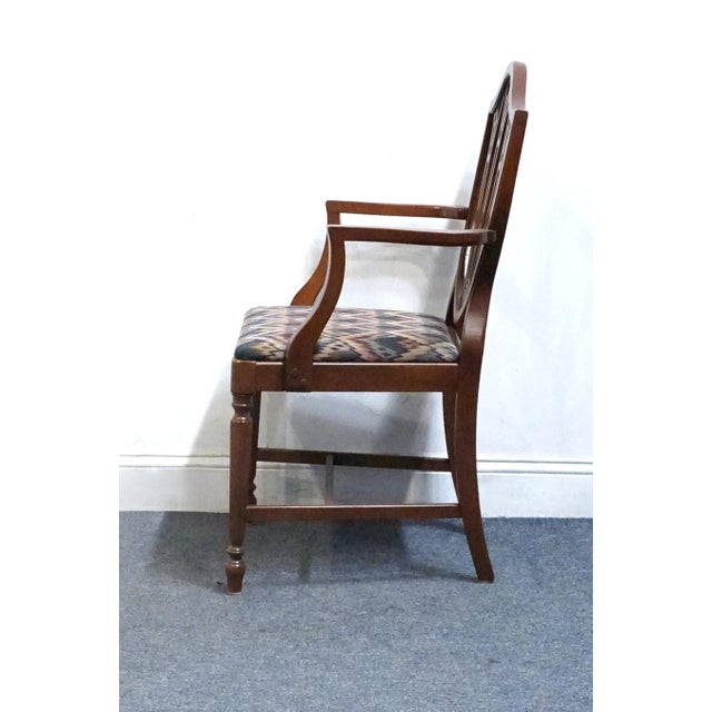 Late 20th Century High End Vintage Solid Mahogany Traditional Duncan Phyfe / Hepplewhite Style Shield Back Dining Arm Chair For Sale - Image 5 of 9