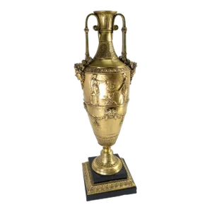 19th Century Gilt Bronze Neoclassical Roman or Greek Revival Garniture Vase or Urn