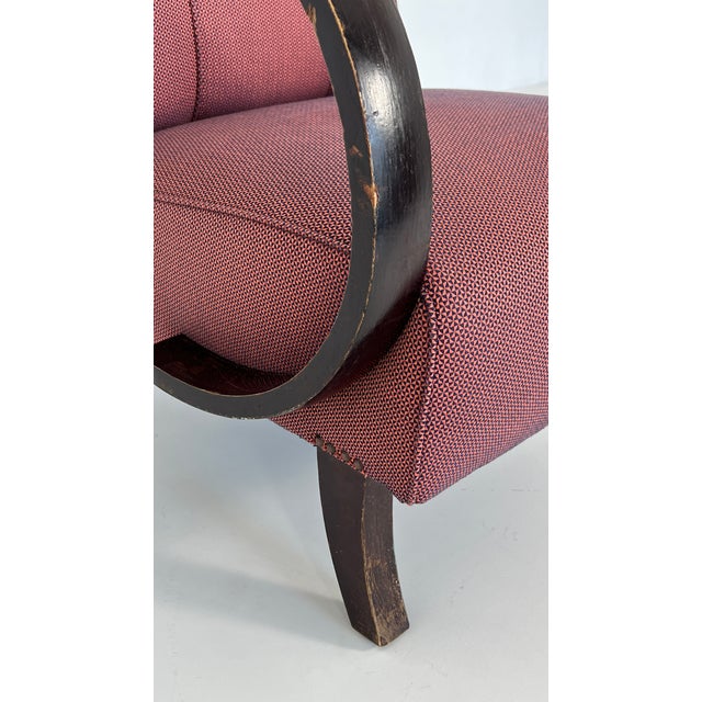 Wood Padded Armchair in the style of Jindřich Halabala, 1930s For Sale - Image 7 of 11