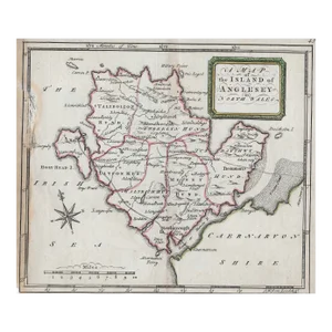 Antique Map of the Welsh Island of Anglesey Great Britain