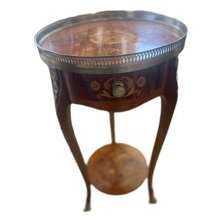 Late 19th Century French Marquetry Inlay Side Table With Brass For Sale