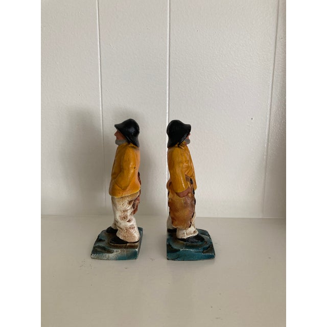 Vintage “Old Salt“ Gloucester Fisherman Cast Iron Doorstops/Bookends For Sale - Image 4 of 8