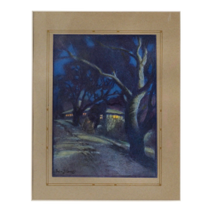 "Senior Womens Hall in the Moonlight" 1921 Uc Berkeley Yearbook Color Lithograph by Pedro Lemos