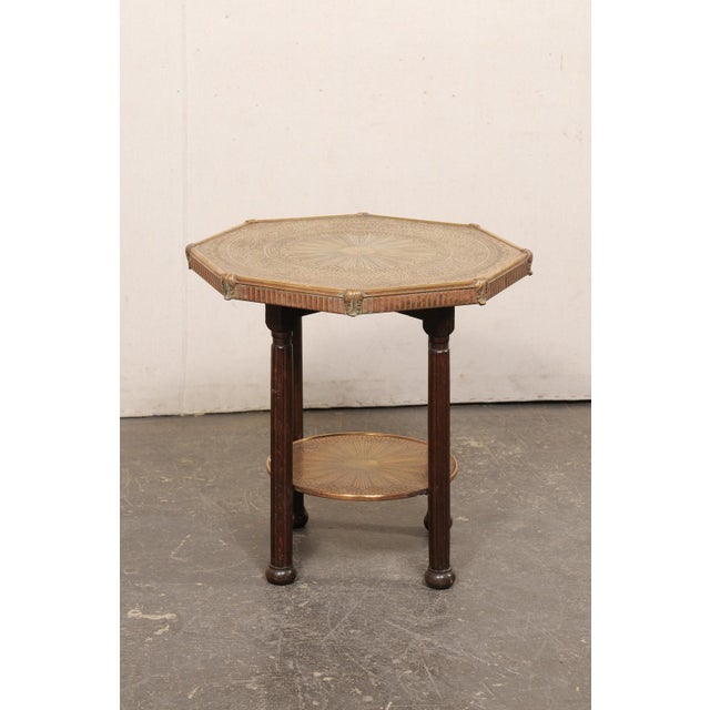 Antique Italian Brass & Wood Accent Table For Sale - Image 4 of 12