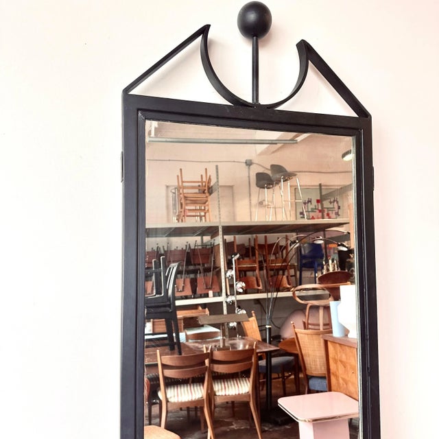 1950s Modernist Black Frame Full Length Floor Mirror For Sale - Image 5 of 6