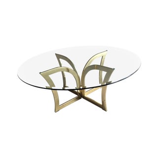 Mid-Century Brass & Glass Sculptural Side Table For Sale