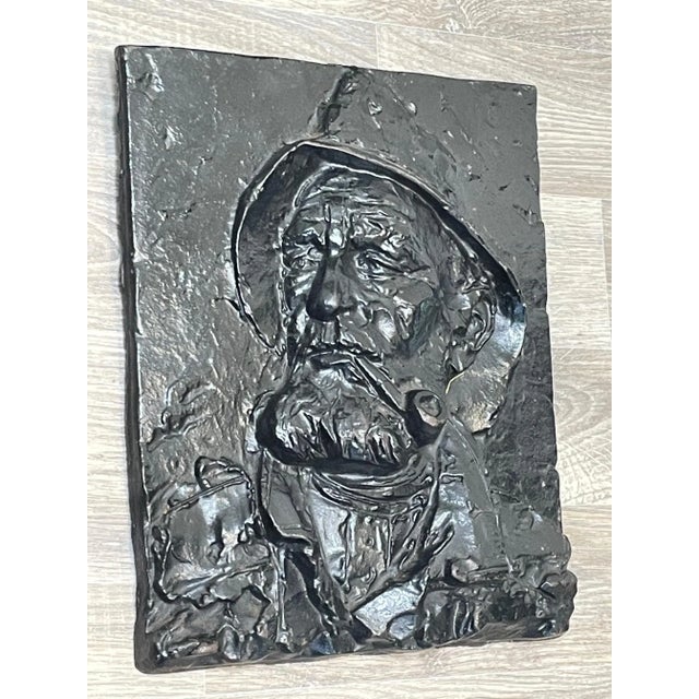 1900 - 1909 Traditional 1900s English Cornish Fisherman Sea Captain Pipe Smoker Wall Plaque Sculpture For Sale - Image 5 of 11