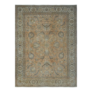 1970s Vintage Persian Handmade Wool Cotton Orange Area Rug For Sale