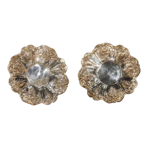 Pair of Scalloped Sterling Silver Platters With Repousse Fruit Motifs