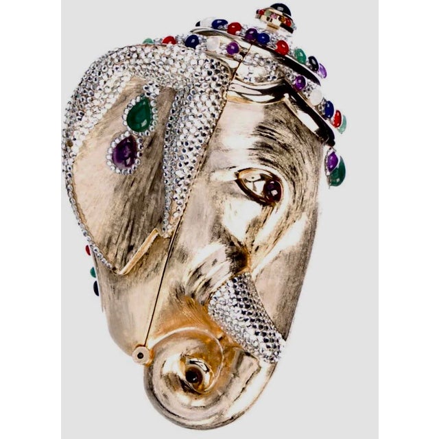 1980s 1980s Judith Leiber Elephant Jaipur Crystal Gems Minaudière Evening Shoulder Clutch Bag Vintage For Sale - Image 5 of 6